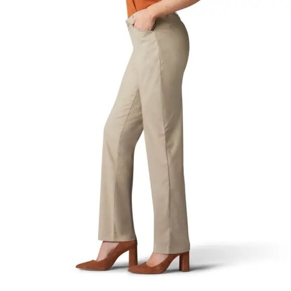 Women's Lee® Wrinkle-Free Relaxed Fit Straight-Leg Pants - Picture 11 of 12